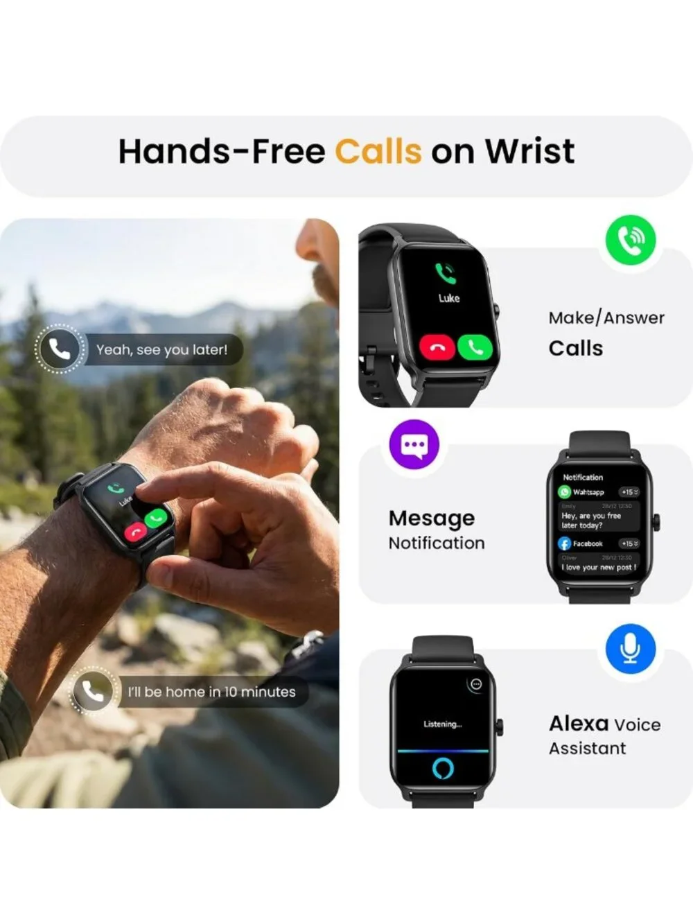 Smart Fitness Watch for Men, 1.8